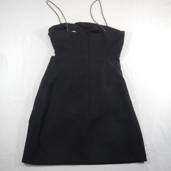 Zara Little Balck Dress Open Mid Cut Out Rhinestone String Strap Size Small - Picture 2 of 13